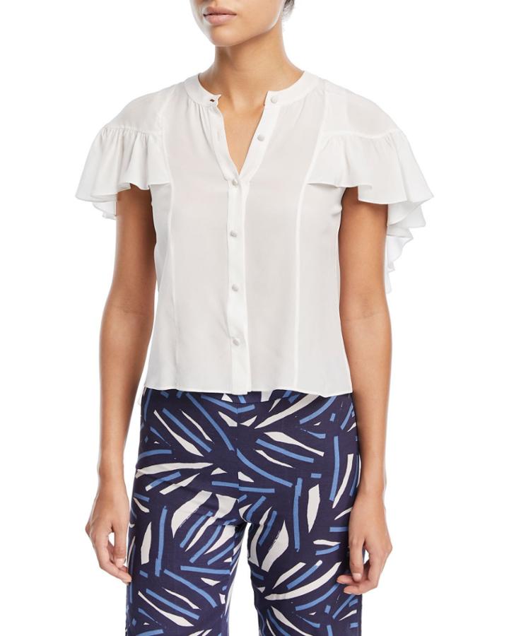 Danijela Button-front Ruffled Cape