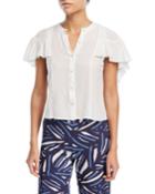 Danijela Button-front Ruffled Cape