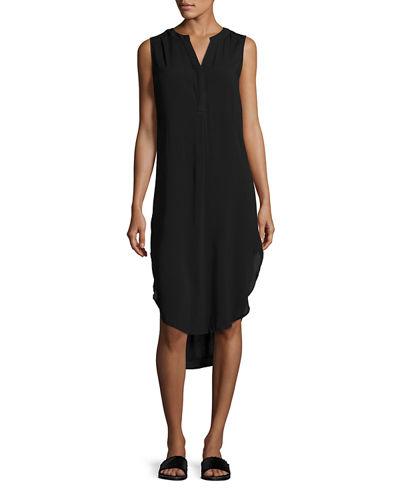 Split-neck Sleeveless High-low Blouse