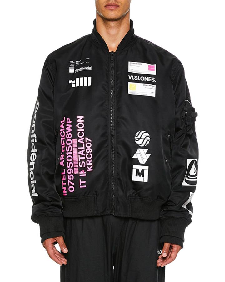 Men's Logo-patch Nylon Bomber Jacket