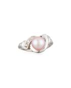 14k White Gold Pink Pearl & Diamond Ring, 0.045tcw,