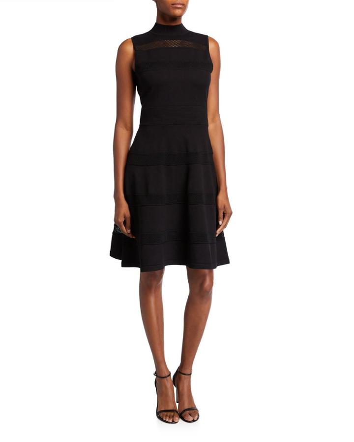 Mock-neck Sleeveless Mesh Panel