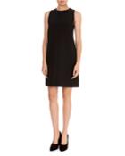 Sleeveless Round-neck A-line Wool-crepe