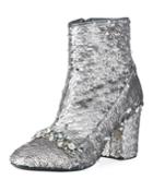 Sequin-embellished Zip Bootie,
