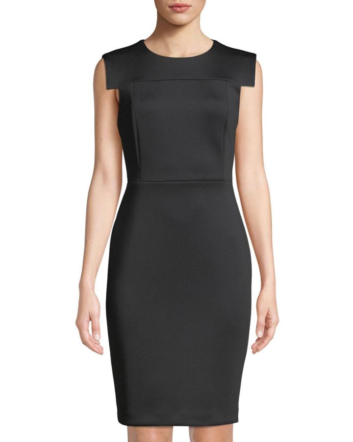 Square-shoulder Sleeveless Crepe