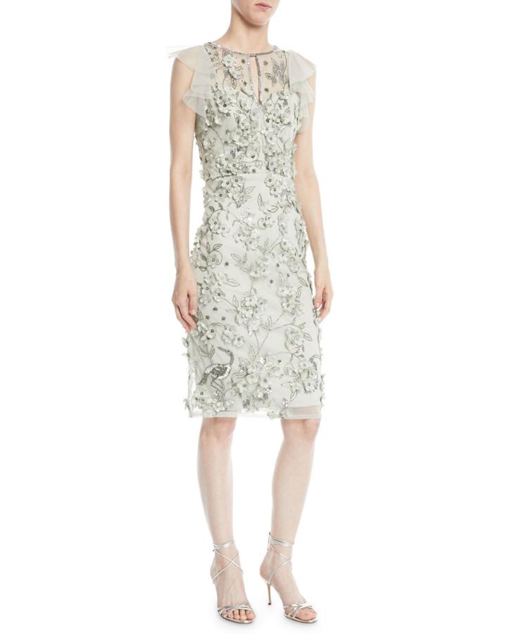 Flutter-sleeve 3d Floral Dress
