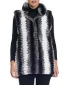 Detachable-sleeve Rex Rabbit Fur Coat