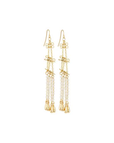 Long Linear Crystal Drop Earrings, Gold/clear