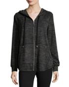 Zip-front Relaxed Hoodie Sweater, Black/gray