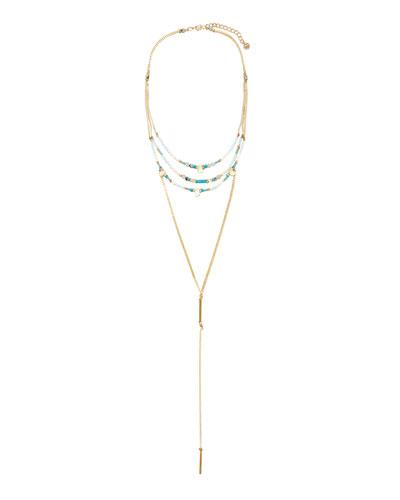 Long Beaded Multi-row Y-drop Necklace