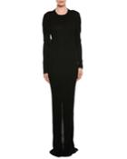 Drape Open-back Long-sleeve Evening Gown