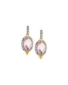 Oval Pink Cz Crystal Drop Earrings