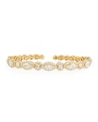 18k Gold Marquise & Round Diamond Bangle Bracelet