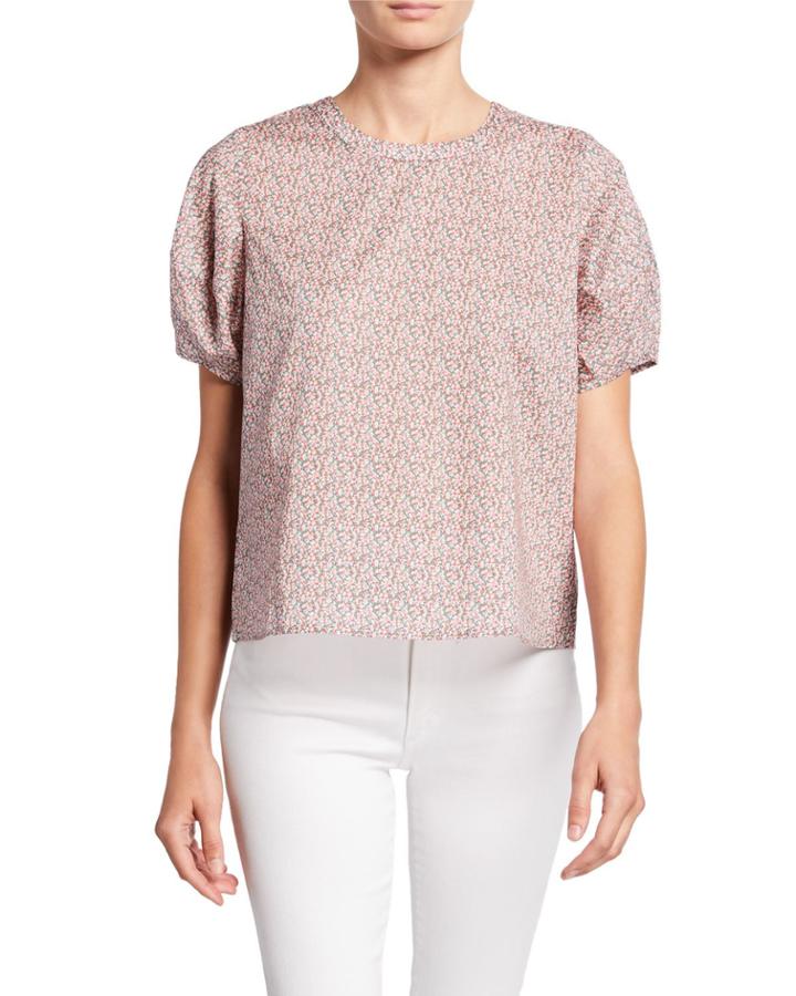 Mojito Floral Puff-sleeve Top