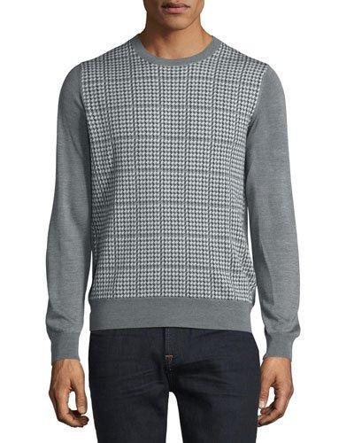 Crewneck Check Pullover, Black/gray