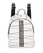Jessa Studded Leather Backpack, White/black