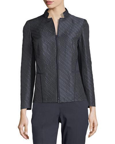 Adley Zip-front Long-sleeve Jacquard Knit Jacket