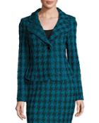 Double-knit Houndstooth Blazer, Blue/black