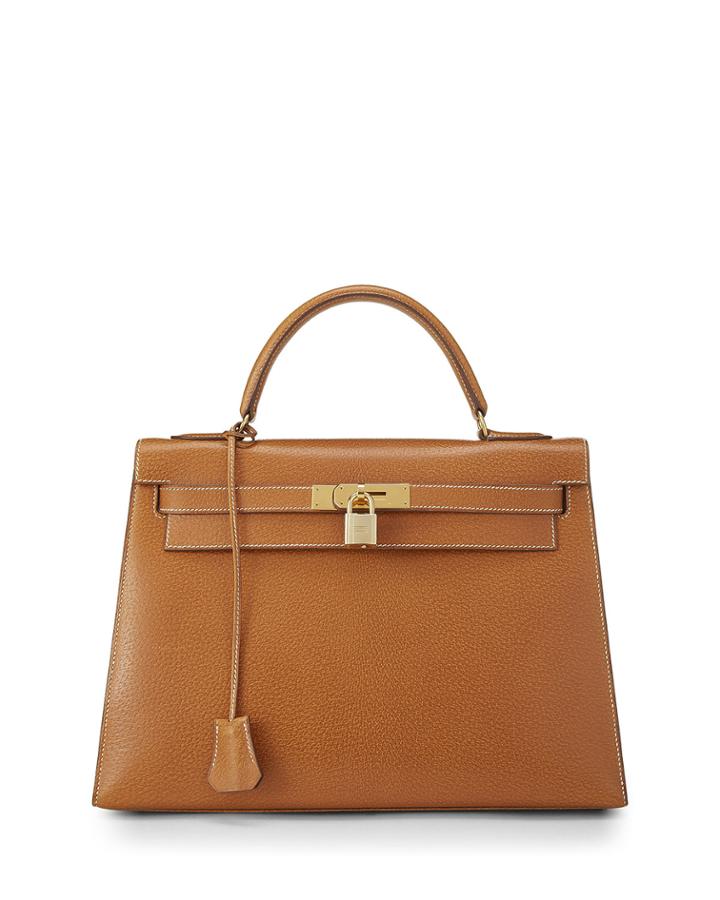 Kelly 28 Peau Porc Satchel Bag, Brown