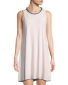 Pearlescent-necklace Sleeveless Trapeze Dress