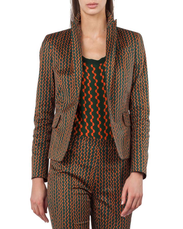 Single-button Semicircle Stripe-print Blazer
