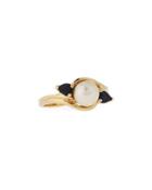 14k Akoya Pearl & Sapphire Ring,