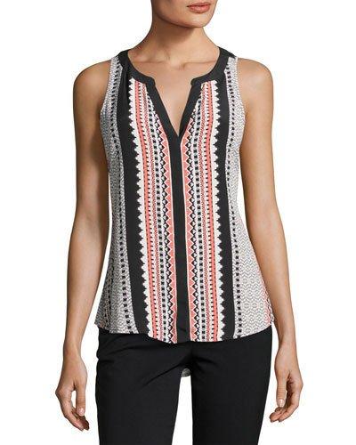 Craft Split-neck Sleeveless Top,