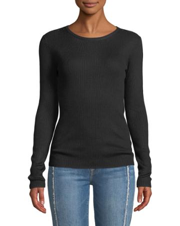 Crewneck Ribbed Sweater With Stud-trim