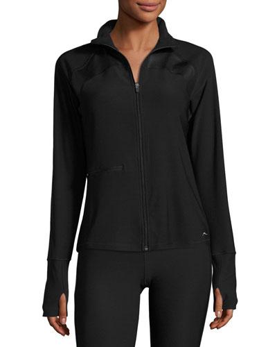 Raglan-sleeve Full-zip Jacket, Black