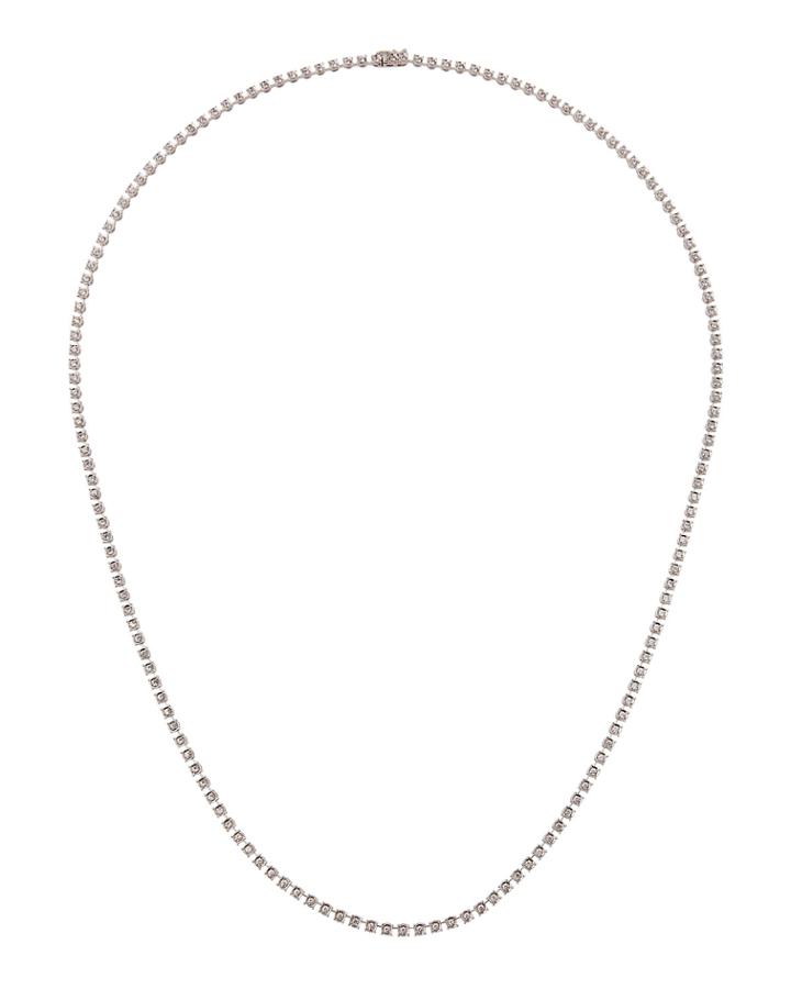 14k White Gold Diamond Illusion Tennis Necklace