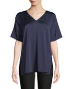V-neck Silk Charmeuse Top