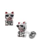 Men's Sterling Silver Bobble Head Cat Cufflinks