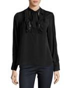 Long-sleeve Tie-neck Ruffled Victorian Blouse