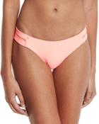 Tab Stitch-detail Swim Bottom, Coral