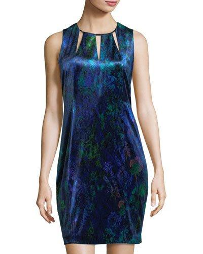 Charma Printed-velvet Necklace Dress