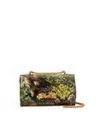 Floral-embossed Leather Shoulder Bag,
