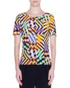 Patchwork Silk Short-sleeve