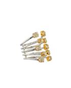 18k Two-tone Multi-row Ring W/ Yellow & White Diamonds, 4.26tcw,