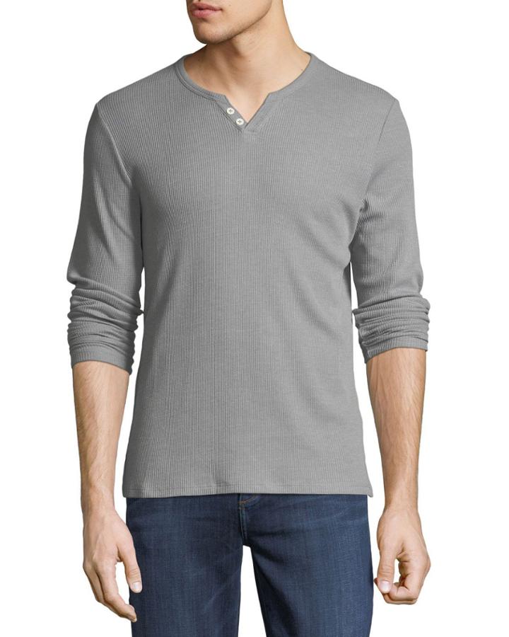 Wintz Long-sleeve Henley Tee, Gray