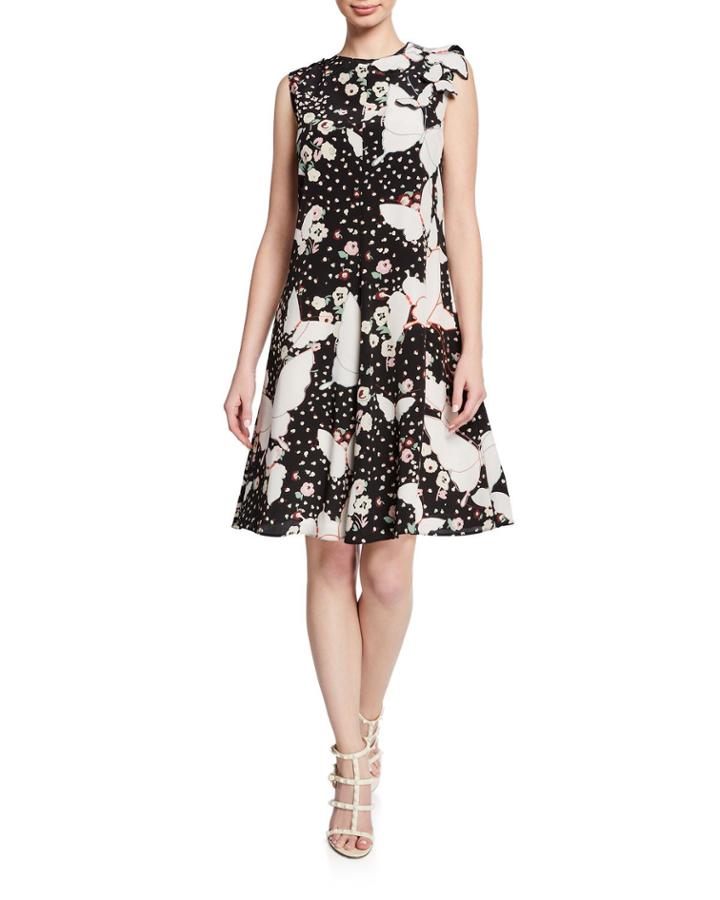 Pattern Applique Sleeveless A-line Dress