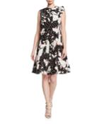 Pattern Applique Sleeveless A-line Dress