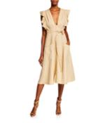 Carolina Button-down Ruffle A-line Dress