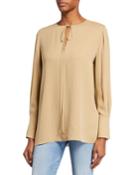 Fluid Split-neck Long-sleeve Silk Georgette Tunic