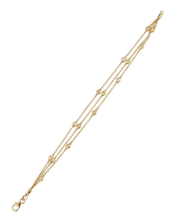 Neiman Marcus 14k Three-strand Floating Diamond Bracelet, Gold