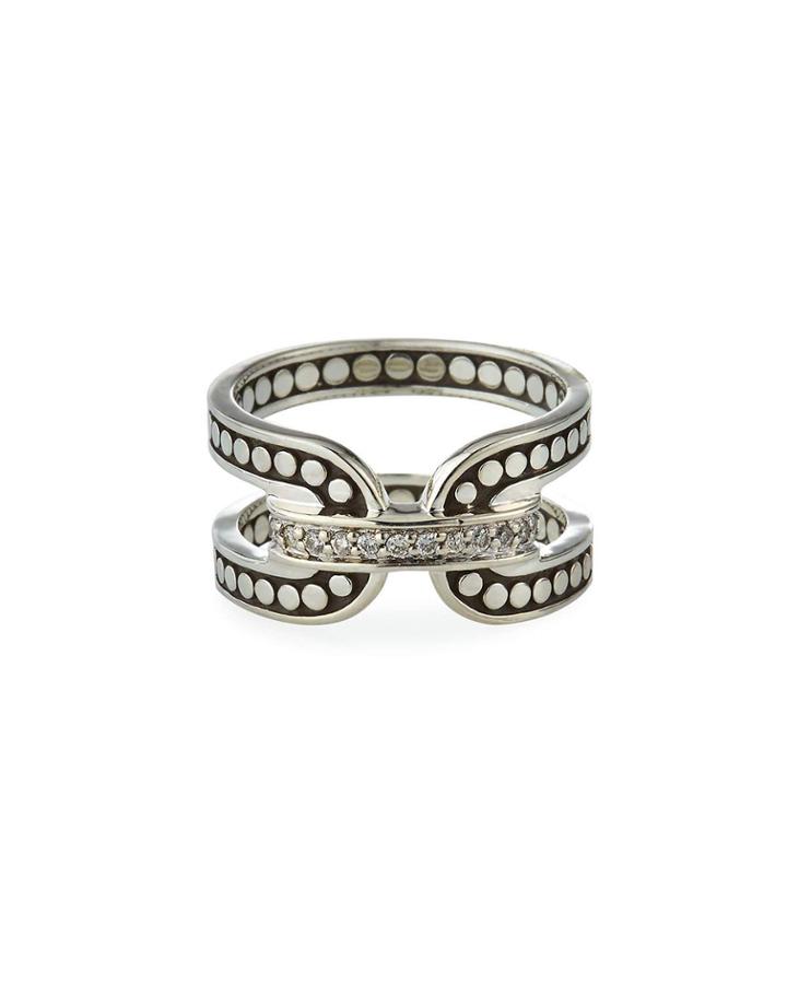 Dot Silver Diamond Pave Band Ring,