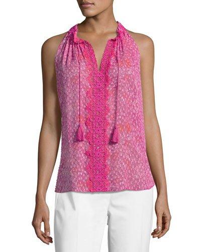 Sashi Sleeveless Floral-print Silk Blouse,