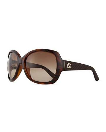 Gg-temple Butterfly Sunglasses, Havana