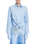 Tie-waist Long-sleeve Button-front