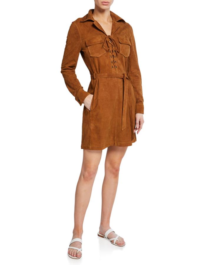 Lace-up Suede Long-sleeve