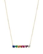 Baguette-bar Pendant Necklace, Rainbow